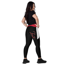 Load image into Gallery viewer, Crossover leggings with pockets - Black/red/white (Zeauti red Fancy)