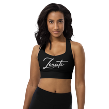 Load image into Gallery viewer, Longline sports bra Black (Zeauti fancy White)