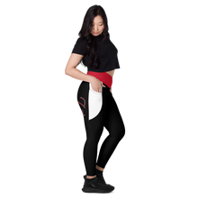 Load image into Gallery viewer, Crossover leggings with pockets - Black/red/white (Zeauti red Fancy)
