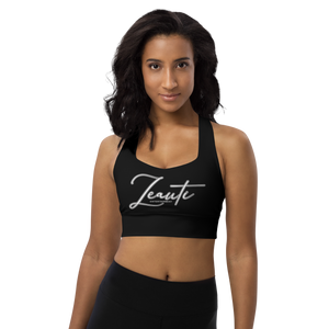 Longline sports bra Black (Zeauti fancy White)