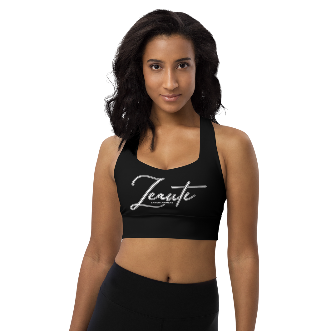 Longline sports bra Black (Zeauti fancy White)