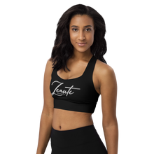 Load image into Gallery viewer, Longline sports bra Black (Zeauti fancy White)
