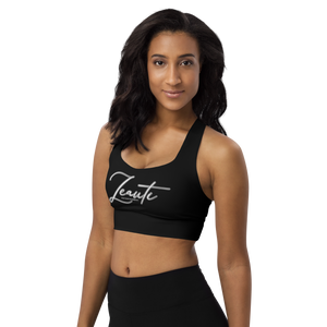 Longline sports bra Black (Zeauti fancy White)