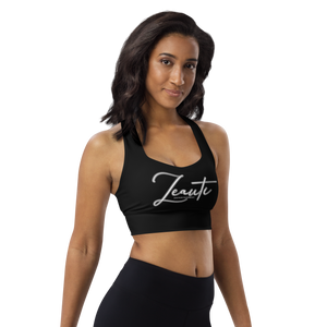 Longline sports bra Black (Zeauti fancy White)